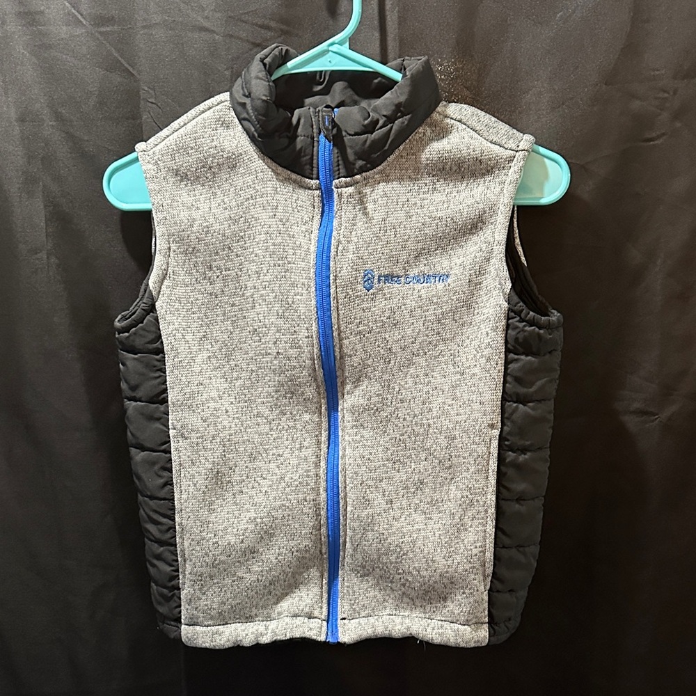 Free Country Black and Gray Vest with Green Accents